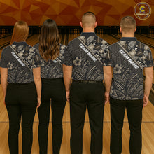 Load image into Gallery viewer, Black tribal pattern Bowling Polo, 1/4 zip Shirts For Men Custom Team Bowling Jerseys NQS11389
