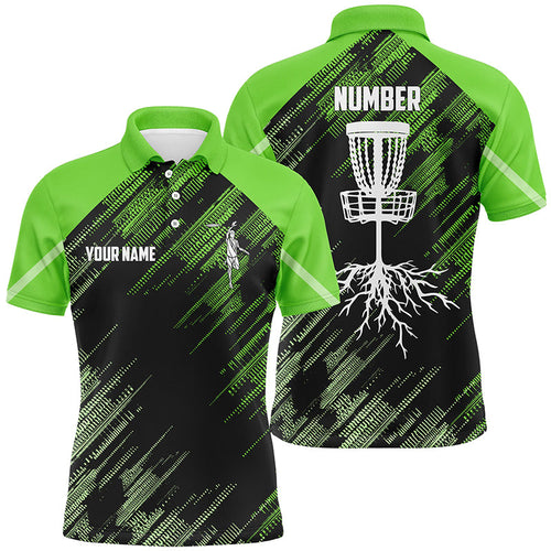 Green Disc golf basket camo custom name & number Men disc golf polo shirts, disc golf outfit NQS7417