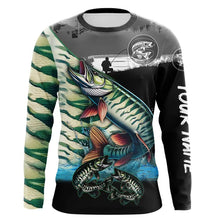 Load image into Gallery viewer, Musky fishing scales customize performance long sleeves Fishing shirts, Muskie fishing jerseys NQS5655