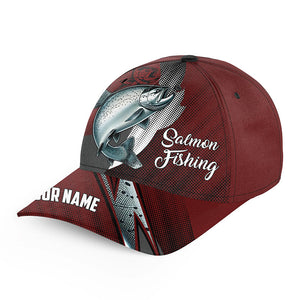 Chinook Salmon fishing camo hats for men, women custom baseball best Salmon fishing hat | Red NQS7759