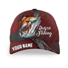 Load image into Gallery viewer, Redfish Puppy Drum fishing camo hats for men, women custom baseball best Red Drum fishing hat | Red NQS7760