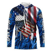 Load image into Gallery viewer, American flag patriot Crappie blue camo fishing, custom mens long sleeve sun protection fishing shirts NQS7987