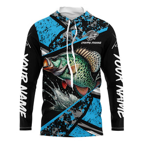 Crappie fishing Blue camo Long Sleeve Performance Fishing Shirt custom Crappie fishing jerseys NQS7989