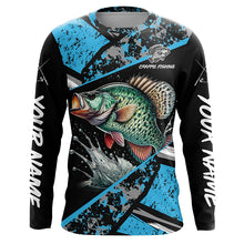 Load image into Gallery viewer, Crappie fishing Blue camo Long Sleeve Performance Fishing Shirt custom Crappie fishing jerseys NQS7989