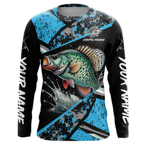 Crappie fishing Blue camo Long Sleeve Performance Fishing Shirt custom Crappie fishing jerseys NQS7989