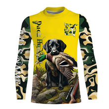 Load image into Gallery viewer, Black Labrador Retriever Duck Hunting dog Camo Yellow Customize Name 3D All Over Printed Shirts NQS681