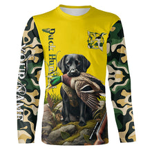 Load image into Gallery viewer, Black Labrador Retriever Duck Hunting dog Camo Yellow Customize Name 3D All Over Printed Shirts NQS681