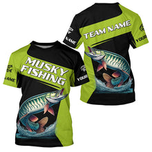 Load image into Gallery viewer, Green Musky fishing Custom Long Sleeve Tournament Fishing Shirts, Performance Muskie Fishing Jerseys NQS8188