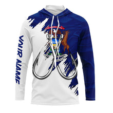 Load image into Gallery viewer, Michigan flag MI Fishing Fish Hook UV protection custom long sleeve Patriotic fishing apparel NQS8189