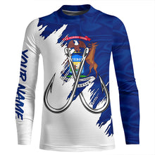 Load image into Gallery viewer, Michigan flag MI Fishing Fish Hook UV protection custom long sleeve Patriotic fishing apparel NQS8189