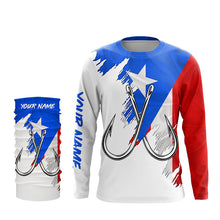 Load image into Gallery viewer, Puerto Rico flag Fishing Fish Hook UV protection custom long sleeve Patriotic fishing apparel NQS8192