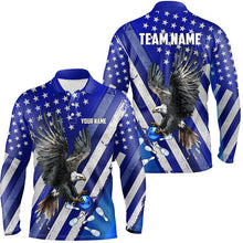 Load image into Gallery viewer, Blue American Flag Eagle Bowling Shirts For Men Custom Patriotic Bowling Team Jerseys Bowler Outfits NQS8636