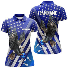 Load image into Gallery viewer, Blue American Flag Eagle Bowling Shirts For Women Custom Patriotic Bowling Team Jerseys Bowler Outfits NQS8636