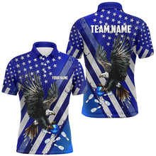 Load image into Gallery viewer, Blue American Flag Eagle Bowling Shirts For Men Custom Patriotic Bowling Team Jerseys Bowler Outfits NQS8636