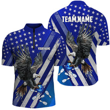 Load image into Gallery viewer, Blue American Flag Eagle Bowling Shirts For Men Custom Patriotic Bowling Team Jerseys Bowler Outfits NQS8636