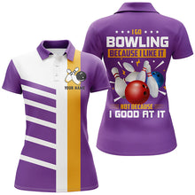 Load image into Gallery viewer, Funny Retro Bowling Polo, Quarter Zip Shirts For Women Custom I go bowling because I like it | Purple NQS8640