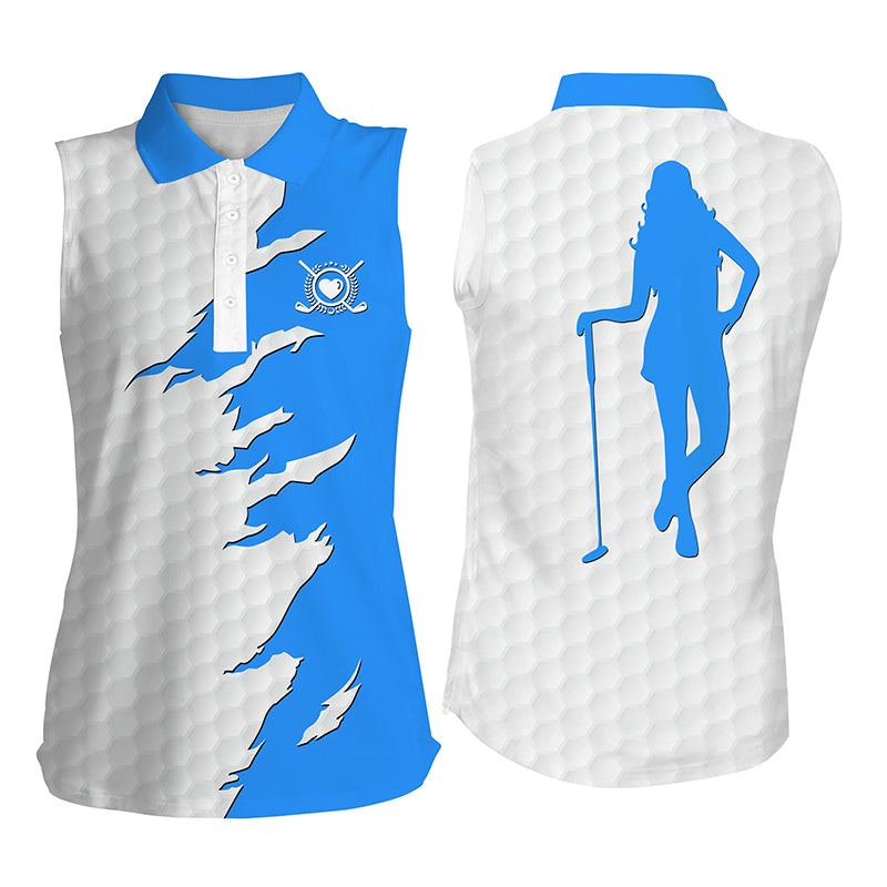 Custom funny Womens sleeveless polo shirts multi-color, ladies golf tops, golfing gifts NQS4274