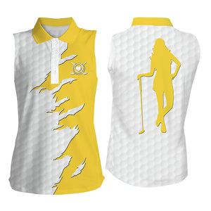 Custom funny Womens sleeveless polo shirts multi-color, ladies golf tops, golfing gifts NQS4274