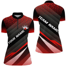 Load image into Gallery viewer, Red Bowling Custom Women Bowling Polo, Quarter zip Shirts Bowling Team Jerseys Bowling Tournament NQS8885