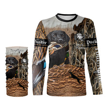 Load image into Gallery viewer, Labrador Retriever Mallard Duck hunting dog waterfowl camo custom name all over printed hunting shirts NQSD50