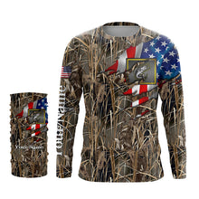 Load image into Gallery viewer, Bass fishing camo American flag patriotic fishing custom name bass fishing apparel NQSD53