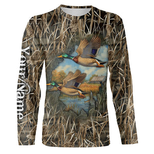 Mallard Duck hunting waterfowl camo hunting 3d shirts custom name duck hunting shirts NQSD1