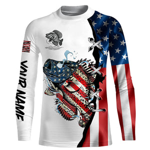 Crappie fishing legend American flag patriot UV protection Custom long sleeves fishing shirts NQS4492