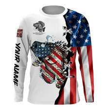 Load image into Gallery viewer, Crappie fishing legend American flag patriot UV protection Custom long sleeves fishing shirts NQS4492