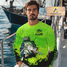 Load image into Gallery viewer, Personalized Crappie fishing Performance long sleeve Fishing Shirts, Crappie fishing jerseys | Green NQS11193