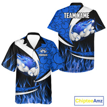 Load image into Gallery viewer, Blue Flame Bowling Camo Bowling Hawaiian Shirts Custom Bowling Team Bowler Jerseys NQS11195