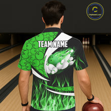 Load image into Gallery viewer, Green Flame Bowling Camo Bowling Hawaiian Shirts Custom Bowling Team Bowler Jerseys NQS11196
