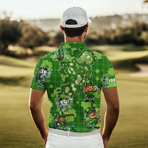 Personalized Green Shamrock Lucky Men golf polo shirts custom St patrick Day golf tops for mens NQS9327