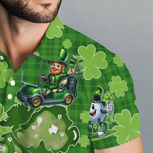 Load image into Gallery viewer, Personalized Green Shamrock Lucky Men golf polo shirts custom St patrick Day golf tops for mens NQS9327