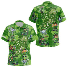 Load image into Gallery viewer, Personalized Green Shamrock Lucky Kid golf polo shirts custom St patrick Day golf tops for Kid NQS9327