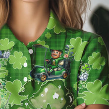 Load image into Gallery viewer, Personalized Green Shamrock Lucky Women golf polo shirts custom St patrick Day ladies golf tops NQS9327