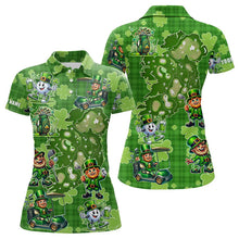 Load image into Gallery viewer, Personalized Green Shamrock Lucky Women golf polo shirts custom St patrick Day ladies golf tops NQS9327