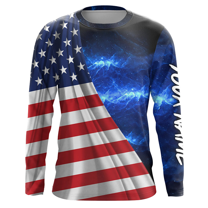American Flag Universe patriotic Custom name blue galaxy UV