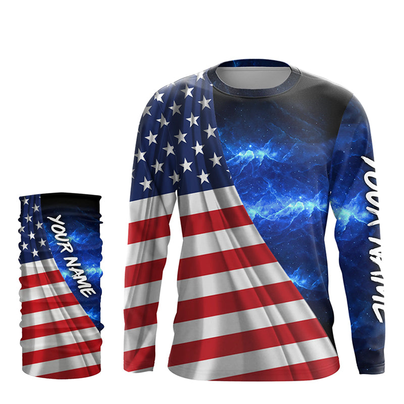 American Flag Universe patriotic Custom name blue galaxy UV protection –  ChipteeAmz