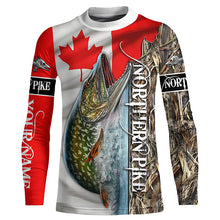 Load image into Gallery viewer, Northern Pike fishing Canada Flag Custom name All over print shirts NQS544