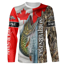 Load image into Gallery viewer, Northern Pike fishing Canada Flag Custom name All over print shirts NQS544
