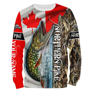 Northern Pike fishing Canada Flag Custom name All over print shirts NQS544