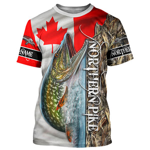 Northern Pike fishing Canada Flag Custom name All over print shirts NQS544