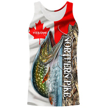 Load image into Gallery viewer, Northern Pike fishing Canada Flag Custom name All over print shirts NQS544
