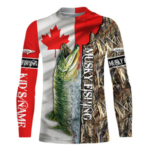 Musky Fishing Canada Flag Custom name All over print shirts - personalized fishing gift - NQS546