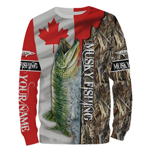 Musky Fishing Canada Flag Custom name All over print shirts - personalized fishing gift - NQS546