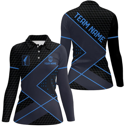 Black and Blue Womens golf polo shirts custom golf apparel for women, personalized ladies golf gifts NQS8000