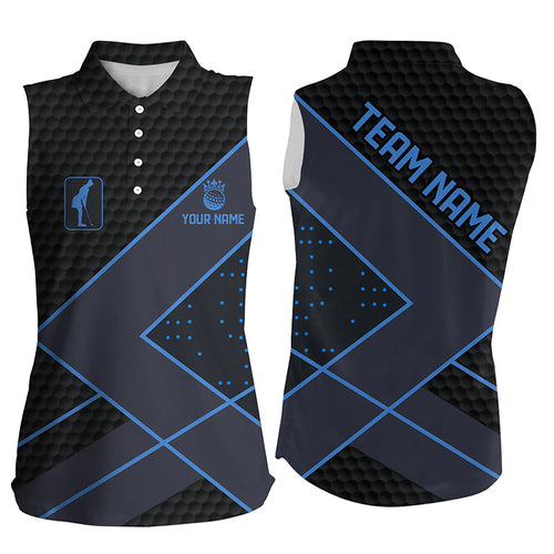 Black and Blue Womens sleeveless golf polo shirts custom golf apparel for women, ladies golf gifts NQS8000