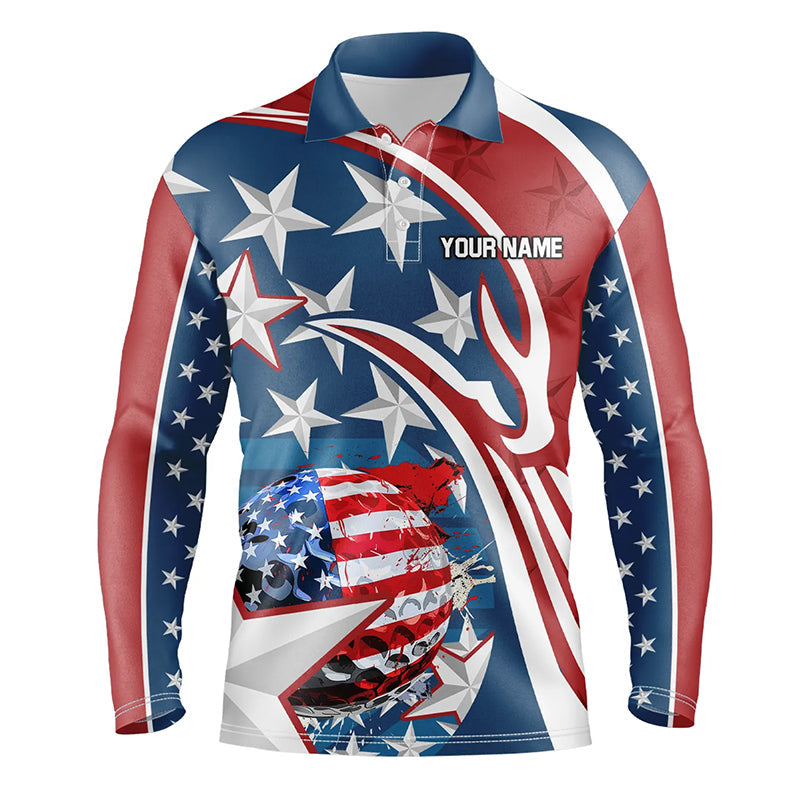 American Flag Mens Golf Polo Shirts Custom patriotic golf outfits men, personalized golf gifts NQS8205