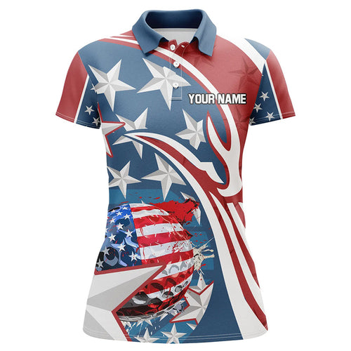 American Flag Womens golf polo shirts Custom patriotic golf outfits women, personalized golf gifts NQS8205