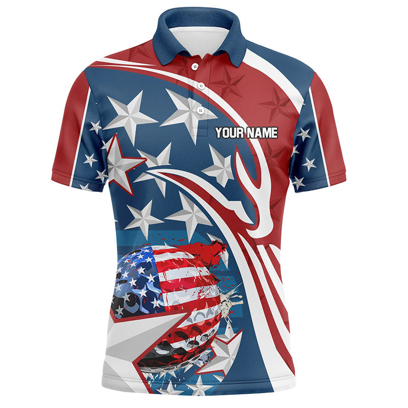 American Flag Mens Golf Polo Shirts Custom patriotic golf outfits men, personalized golf gifts NQS8205